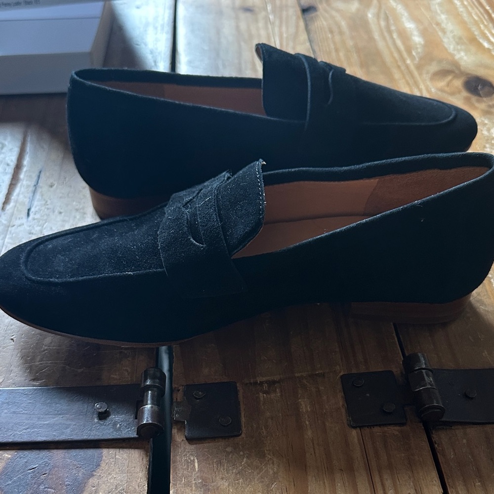 Women’s Black Suede Penny Loafers - Picture 8 of 9
